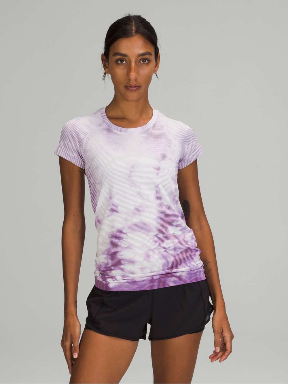 Lululemon Swiftly Tech Short Sleeve Shirt 2.0 in Shibori Stripe Wisteria Purple
